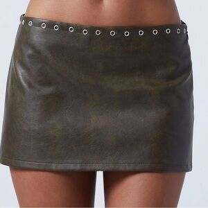 PacSun Third Charm Faux Leather Eyelet Mini Skort